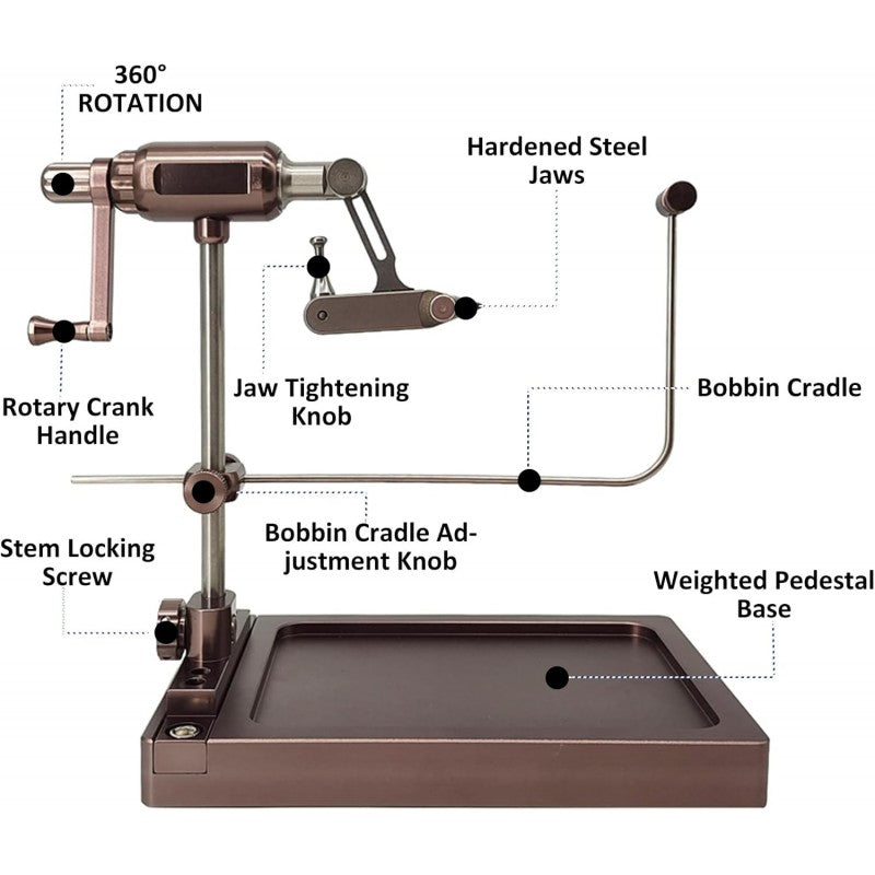 Rotating Fly Tying Vise – 360° Rotary with Adjustable Tension