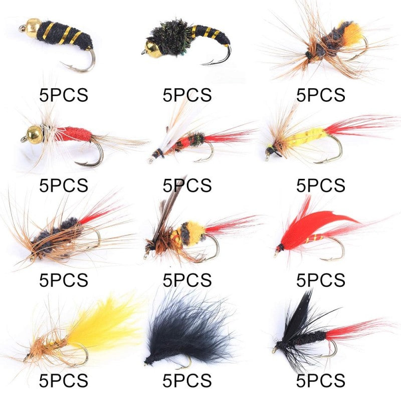 Hand-Tied Assortment Flies 120pcs Black