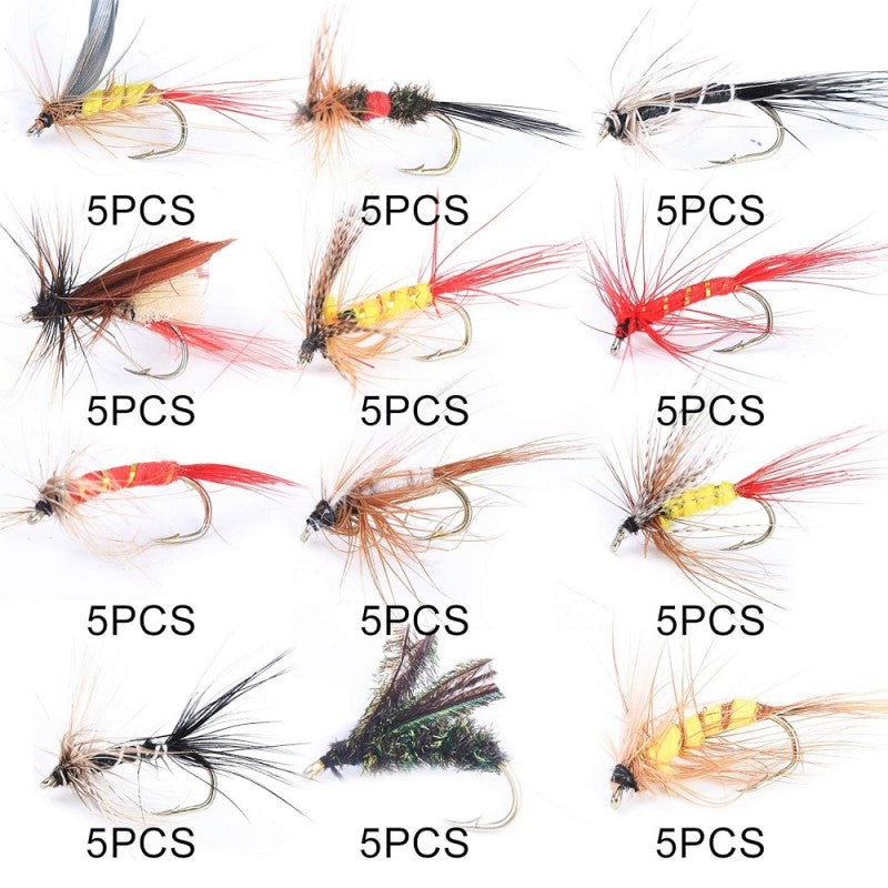 Hand-Tied Assortment Flies 120pcs Black