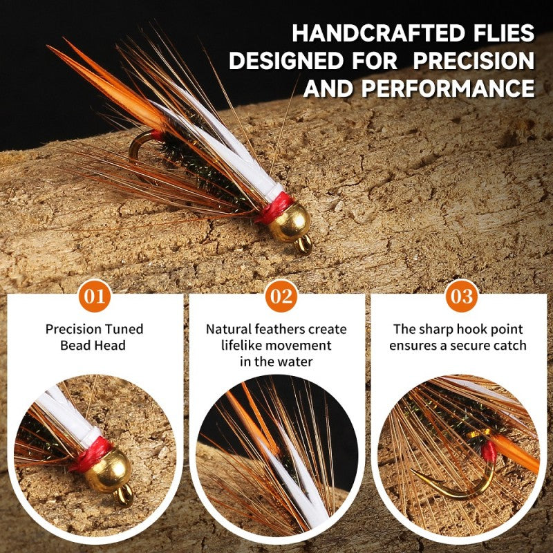 Hand-Tied Nymph Flies with Silicone Box