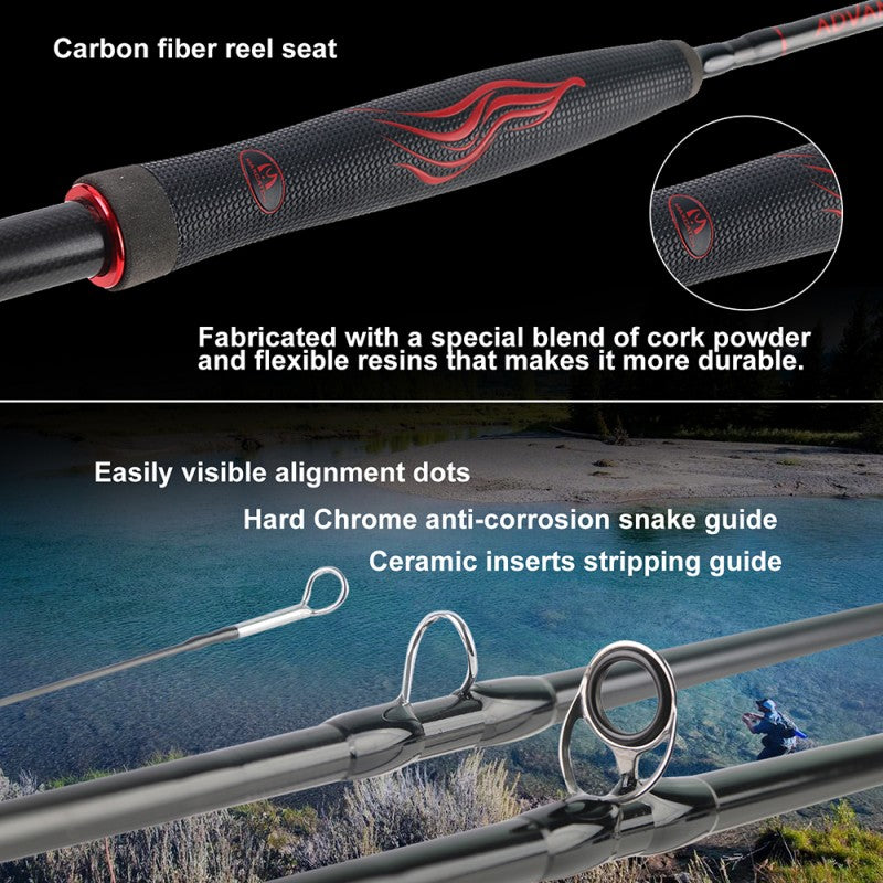 ADVANCE Fast Action Fly Fishing Rod | 30T+40T Carbon Fiber Flexible Resins Handle