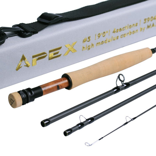 MaxCatch Apex Fly Rod | Trout Rod Hi-mod Carbon Fiber Half-well cork grip 4section