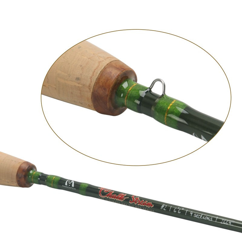 MaxCatch CHALK Stream Fly Rod | 40T Carbon Fiber Half-well Cork Grip 4 section