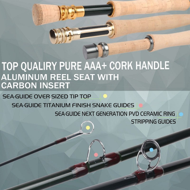 MaxCatch Skyhigh Competition Fly Rod | 40T + 46T Carbon Fiber with Contoured Cork Grip