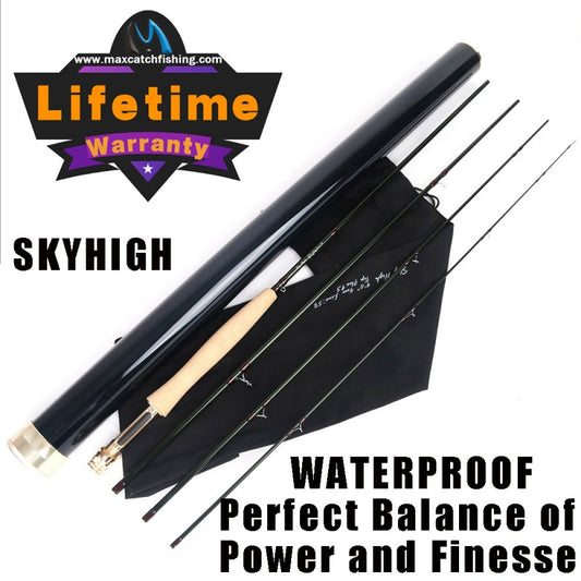 MaxCatch Skyhigh Competition Fly Rod | 40T + 46T Carbon Fiber with Contoured Cork Grip