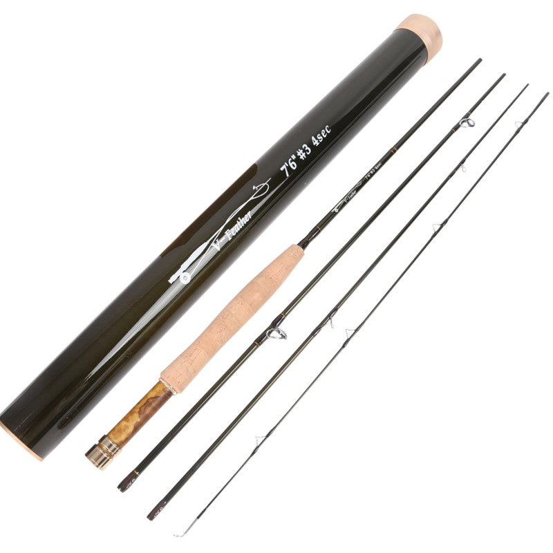 MaxCatch V-Feather Fly Rod | 30T + 36T SK Carbon Fiber with Burl Wood Cork Handle Grip