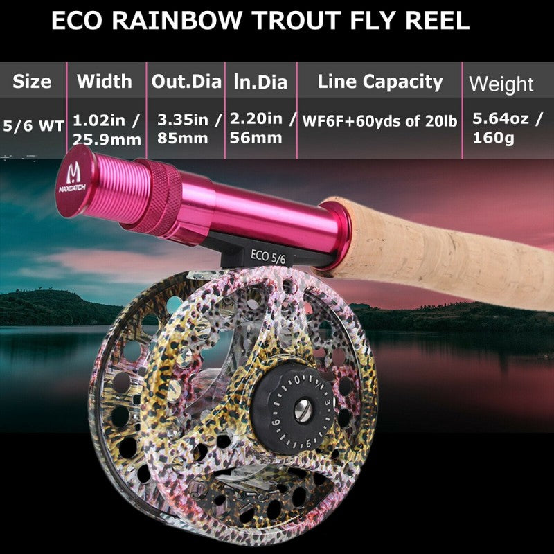 Elegant Pink Fly Fishing Whole Combo / Elegant Fly Rod + ECO Fly Reel Whole Combo