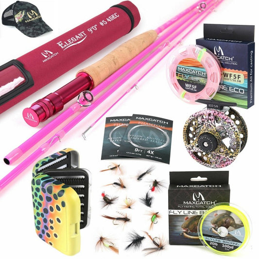 Elegant Pink Fly Fishing Whole Combo / Elegant Fly Rod + ECO Fly Reel Whole Combo