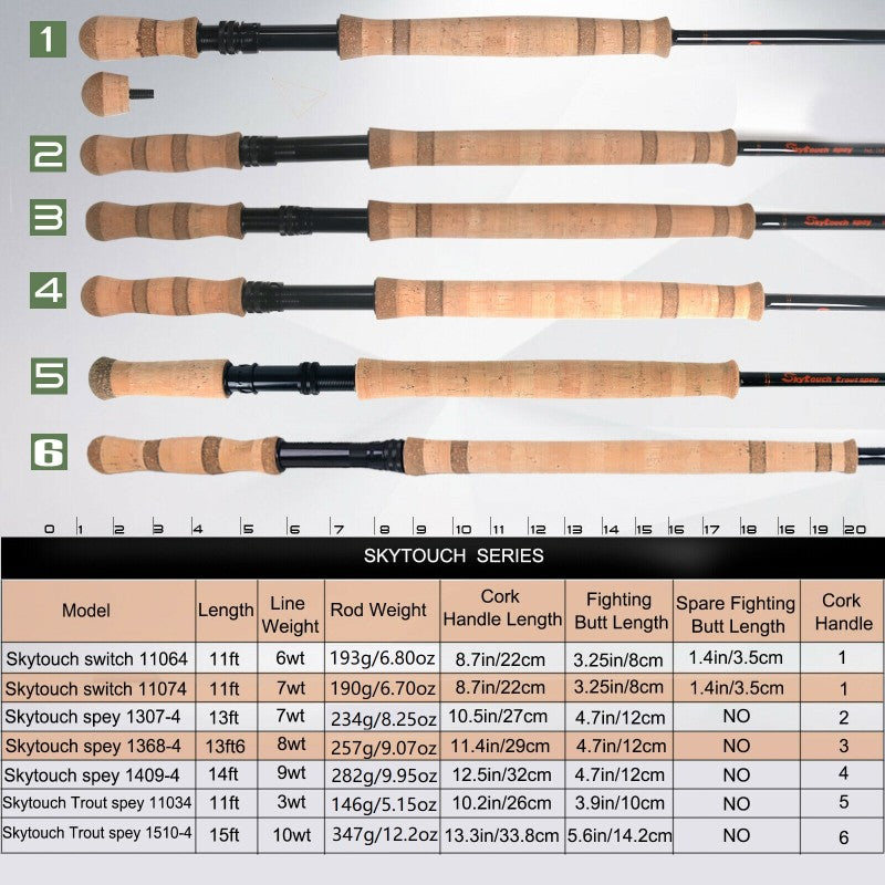 Skytouch Switch | Spey Fly Rod 30T+40T Carbon Fiber Cork Handle