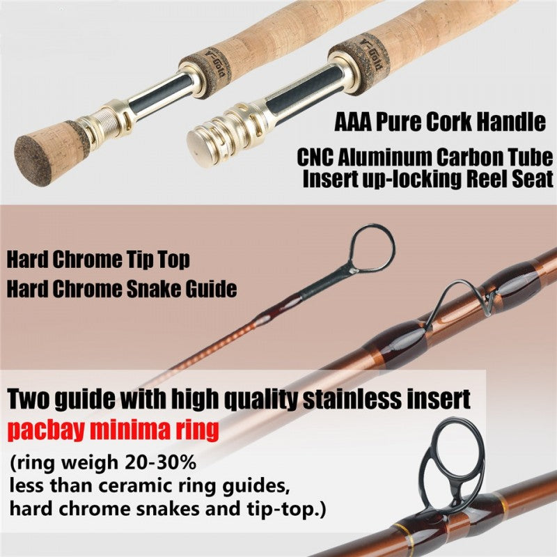 MaxCatch V-Gold Fly Rod | 40T SK Carbon Fiber with Cork Handle Grip